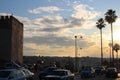 Road with cars between the main gate of Meknes Bab al-Mansur and El Hedim square