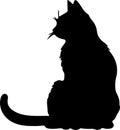 Mekong Bobtail Cat Black Silhouette Generative Ai