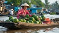 Mekong Delta Floating Mket Cai Rang: Vibrant Watermelon and Vegetable Sales from Boats in Can Tho,