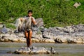 A fisherman on the Mekong river, Laos