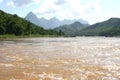 Mekong river and mountain peaks between Laos and Thailand, Asia Royalty Free Stock Photo