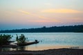 Mekong River in sunset Royalty Free Stock Photo