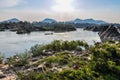 Mekong River at sunset in Don Kone, 4000 Islands, Laos Royalty Free Stock Photo