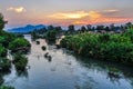 Mekong River at sunset in Don Kone, 4000 Islands, Laos Royalty Free Stock Photo