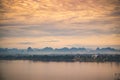 Mekong River View In The Morning At Nakhon Panom Province Of Thailand