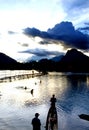 Mekong sunset- Laos Royalty Free Stock Photo