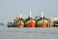 Mekong, Vietnam, January, 21, 2015. Boats in the valley of the Mekong river in Vietnam