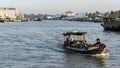 Mekong, Vietnam - November 29, 2015: Vietnam, Mekong river delta. Boat on traditional floating market Royalty Free Stock Photo