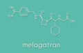 Melagatran anticoagulant drug molecule direct thrombin inhibitor. Skeletal formula.