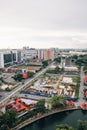 Panoramic view of city skyline, traffic and buildings