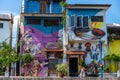 MELAKA, MALAYSIA -DECEMBER 30,2018: Street art on buildings along the Melaka river. Malacca, dubbed Historic State historical city Royalty Free Stock Photo