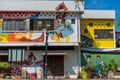 MELAKA, MALAYSIA -DECEMBER 30,2018: Street art on buildings along the Melaka river. Malacca, dubbed Historic State historical city Royalty Free Stock Photo