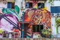 MELAKA, MALAYSIA -DECEMBER 30,2018: Street art on buildings along the Melaka river. Malacca, dubbed Historic State historical city Royalty Free Stock Photo