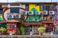 MELAKA, MALAYSIA -DECEMBER 30,2018: Street art on buildings along the Melaka river. Malacca, dubbed Historic State historical city Royalty Free Stock Photo