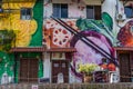 MELAKA, MALAYSIA -DECEMBER 30,2018: Street art on buildings along the Melaka river. Malacca, dubbed Historic State historical city Royalty Free Stock Photo