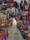 Melaka, Malaysia - 19 SEPTEMBER 2020 : View inside marketplace in Samudera Square selling various local crafts and food. Royalty Free Stock Photo
