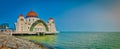 The Melaka Straits Mosque on water. Panorama