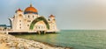 The Melaka Straits Mosque on water. Panorama