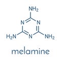 Melamine molecule. Used in protein adulteration, e.g. in milk powder. Skeletal formula.. Royalty Free Stock Photo