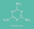 Melamine molecule. Used in protein adulteration, e.g. in milk powder. Skeletal formula. Royalty Free Stock Photo