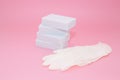 Melamine sponges on pink background