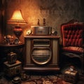 Melancholic Echoes: Reverberating Sounds of Old Radios Royalty Free Stock Photo