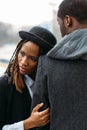 Melancholic mood. African American couple Royalty Free Stock Photo