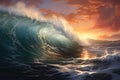 Melancholic Ocean calm waves. Generate Ai