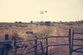 Melancholic photo of countryside with the old windmill Royalty Free Stock Photo