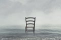 Melancholic scenario of a chair looking toward the infinite