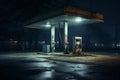 Whispers from an Abandoned Gas Station Under the Cloak of Night Royalty Free Stock Photo