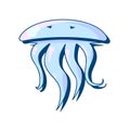 Melancholy blue jellyfish with tentacles and eyes Royalty Free Stock Photo