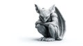 Melancholy Gothic Gargoyle Statue Crouching in Solitude on a White Background Royalty Free Stock Photo