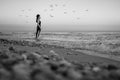 Melancholy and sea. beautiful girl looks thoughtfully at sea