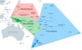 Melanesia, Micronesia and Polynesia, political map