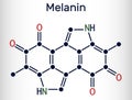 Melanin molecule. Polymers of tyrosine derivatives found in and causing darkness in skin (skin pigmentation) and hair