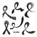 Melanoma skin cancer awareness black ribbon collection set