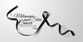Melanoma and Skin Cancer Awareness Calligraphy Poster Design. Realistic Black Ribbon. May is Cancer Awareness Month