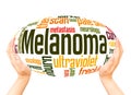 Melanoma - skin cancer word hand sphere cloud concept Royalty Free Stock Photo