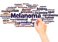 Melanoma word cloud hand writing concept