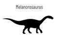 Melanorosaurus. Sauropodomorpha dinosaur. Monochrome vector illustration of silhouette of prehistoric creature Royalty Free Stock Photo