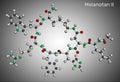 Melanotan II molecule. It is synthetic analogue of the peptide hormone. Molecular model. 3D rendering Royalty Free Stock Photo