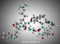 Melanotan II molecule. It is synthetic analogue of the peptide hormone. Molecular model. 3D rendering Royalty Free Stock Photo
