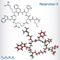 Melanotan II molecule. It is synthetic analogue of the peptide hormone, stimulates melanogenesis and increases sexual arousal. Royalty Free Stock Photo