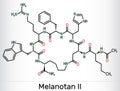 Melanotan II molecule. It is synthetic analogue of the peptide hormone, stimulates melanogenesis and increases sexual arousal. Royalty Free Stock Photo