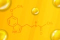 Melatonin chemical formula. Melatonin 3D Realistic chemical molecular structure