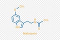 Melatonin chemical formula. Melatonin structural chemical formula isolated on transparent background.