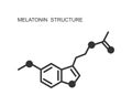 Melatonin icon. Somnolence hormone used for jet lag, insomnia, circadian rhythm disorder therapy. Chemical molecular Royalty Free Stock Photo
