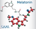Melatonin molecule, hormone that regulates sleep and wakefulness