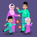 Melayu family celebrating Hari Raya Aidilfitri Royalty Free Stock Photo